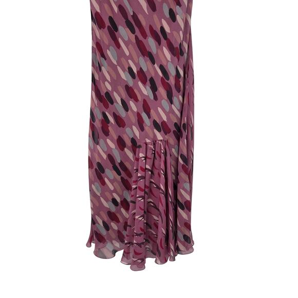 MOSCHINO CHEAP AND CHIC SZ 8 Y2K SILK ABSTRACT DRAPPED SLEEVELESS MIDI DRESS - Picture 10 of 11